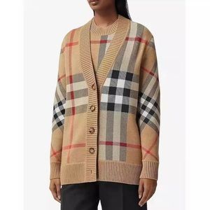 New Merino Wool blend oversize button down warm soft women V neck cardigan.